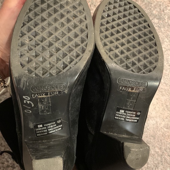 Aerosoles faux fur lace up black booties size 6 - Picture 10 of 11